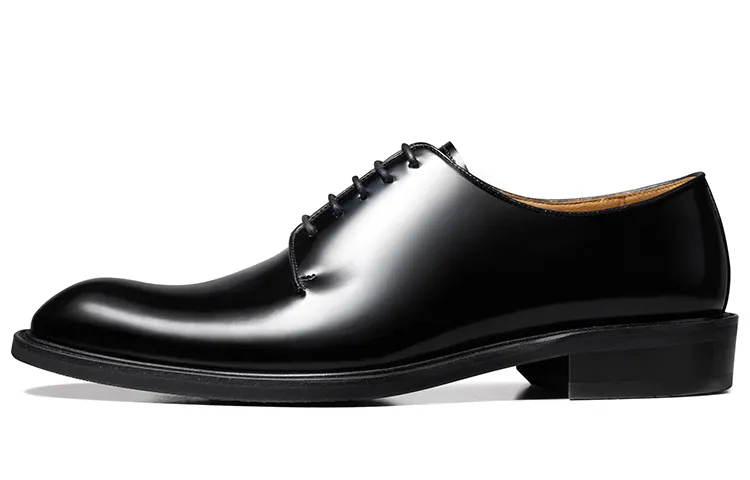 THOM WILLS Versatile glossy derby shoes for business commuting, formal leather shoes, men's black