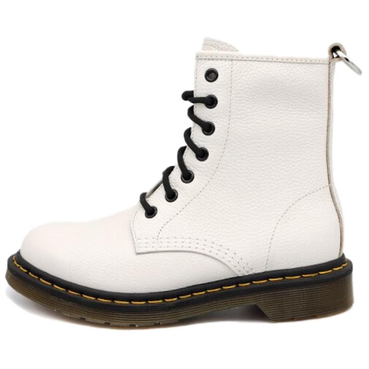 BEFFON Cow Leather Fashion Short Combat Boots 3cm Women's White