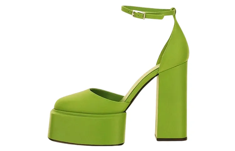 3JUIN Fashion Chunky Heel High Heels Women's Green