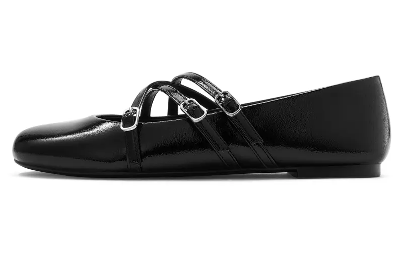 CHARLES&KEITH Small ck PU cross strap flat ballet flat heel Mary Jane shoes 0.8cm women