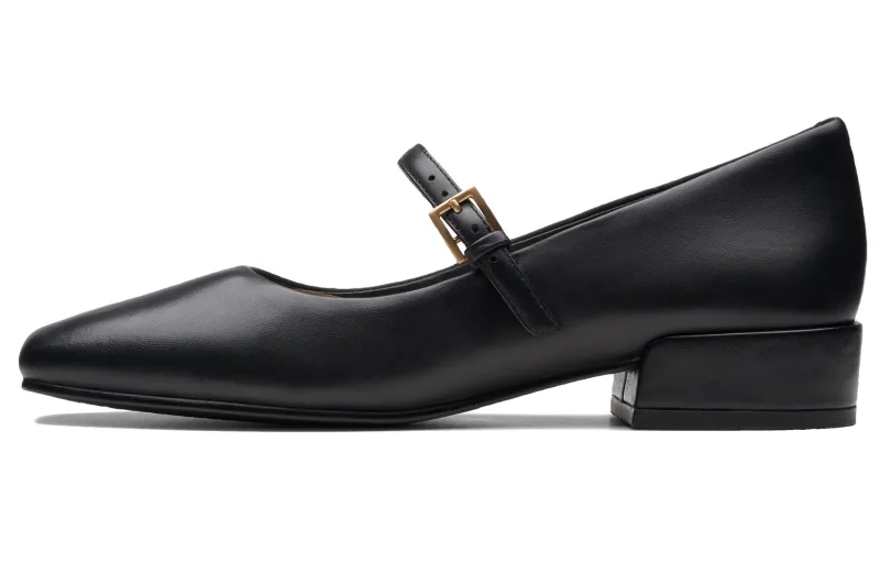 Clarks Sheepskin Chunky Heel Mary Jane Shoes Women's