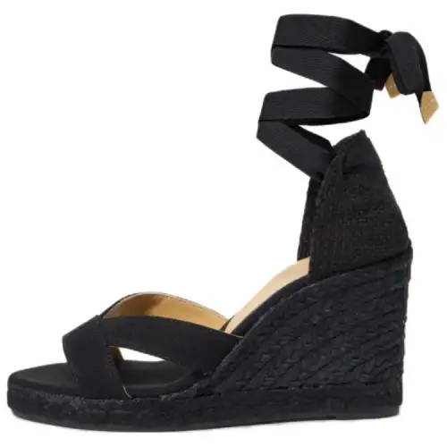 Castañer Cotton Fabric One Strap Sandals 9cm Women's Black