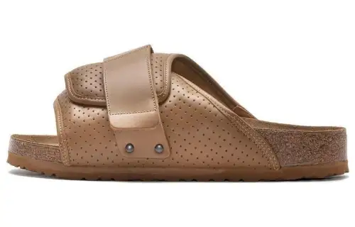 Birkenstock Leather Slide Slippers Men's Cork Brown Narrow