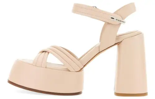 PREMIATA Leather Comfortable Round Toe One Strap Sandals Women's Beige
