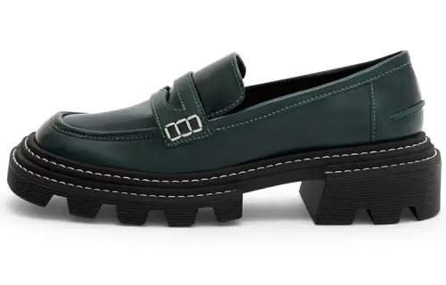 CHARLES&KEITH Urban Chic Style Preppy Mary Jane Shoes 3.7cm Women's Dark Green