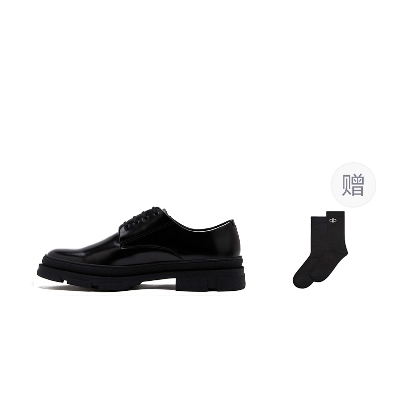 PEDRO First-layer cowhide, round toe lace-up, fashionable and versatile, comfortable and wear-resistant, formal leather shoes, men's black