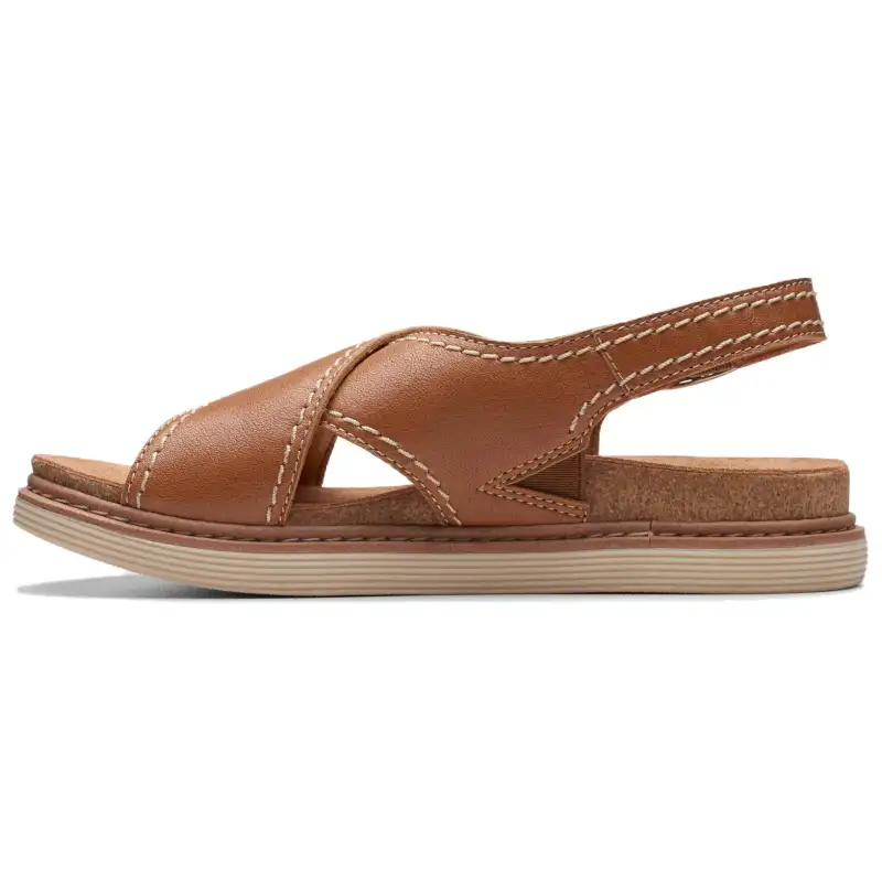 Clarks Leather One Strap Sandals 3.5cm Women's Tan