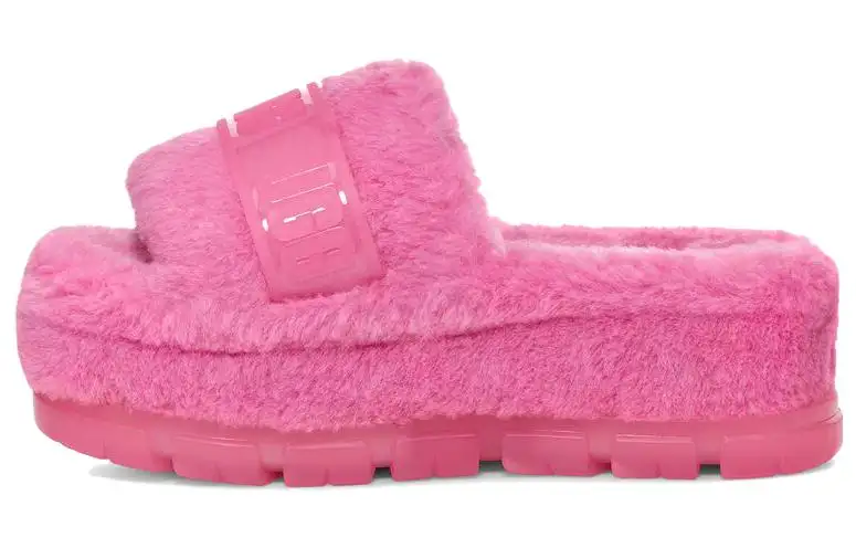 UGG Fleece Shearling Fleece Platform Slippers Abrasion Resistant Women's Slide Slippers Women's Pink