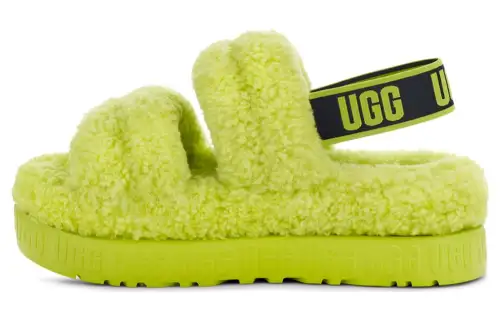 UGG Fluff Shearling Fuzzy Slippers Women's Lime