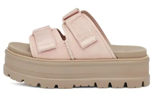 UGG Clem Leather Comfortable Thick Sole Fashion Sandals Women's Pink Brown