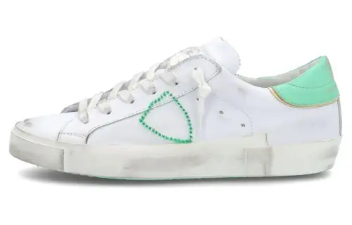 PHILIPPE MODEL Prs Cow Leather Stylish Skateboarding Shoes Women's White Green