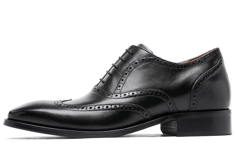 Desai first-layer cowhide invisible inner height increase small person business commuting daily office formal leather shoes men's black