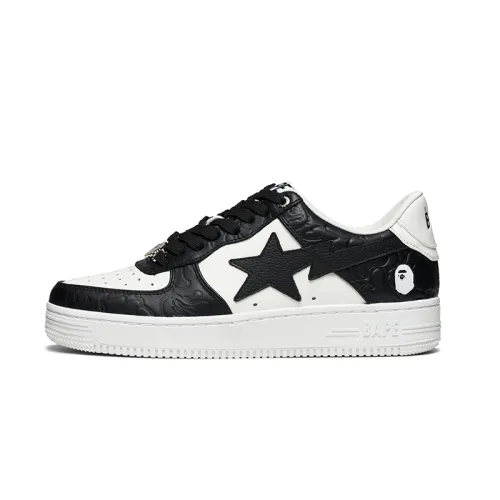 A BATHING APE BAPE STA Cow Leather Low top Skateboard Shoes Men's