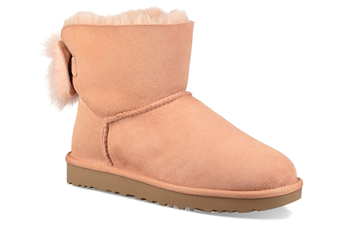 Женские ботинки UGG Fluff Bow Mini (розовые) — фото 3