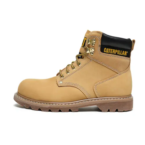CAT Breathable Abrasion Resistant Cushioning Slip Resistant Short Outdoor Boots Men's Brown Yellow