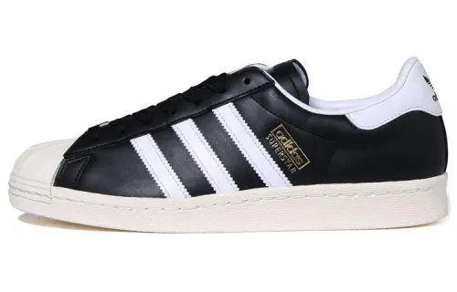 A BATHING APE x Adidas Originals Superstar 80s Cow Leather Low top Skateboard Shoes Women's Black White