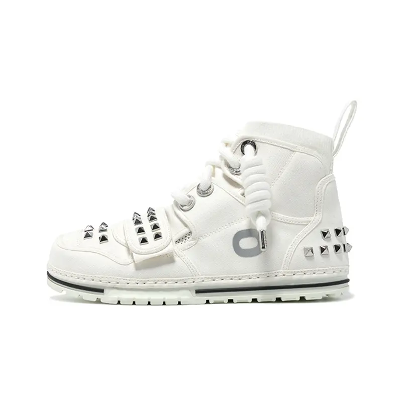 OETZI Fabric Stylish Skateboarding Shoes Unisex White