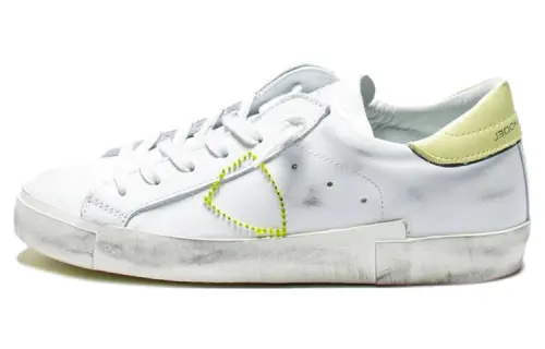 PHILIPPE MODEL Leather Stylish Skateboarding Shoes Women's White Yellow