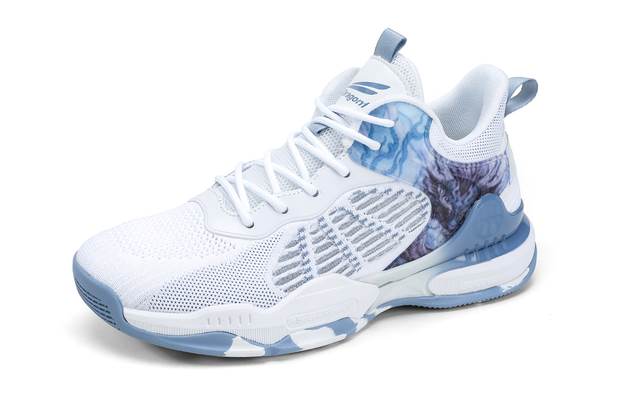 RED DRAGONFLY Basketball Shoes Men’s Low Top White Smoke Blue