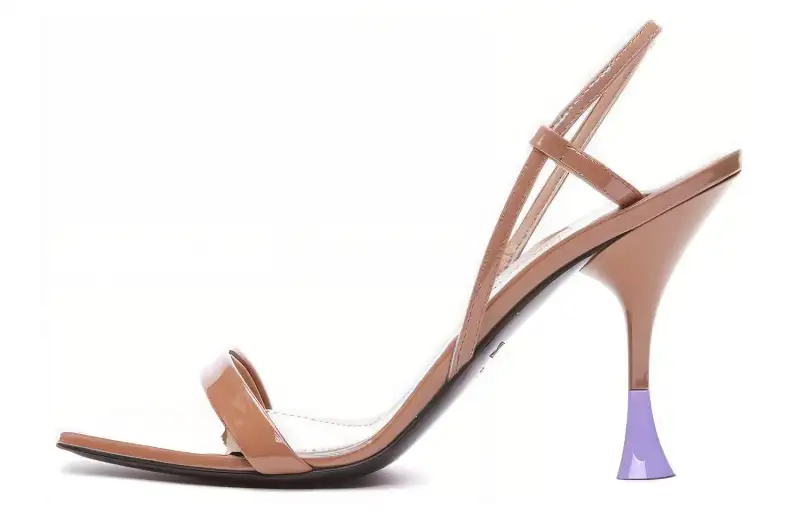 3JUIN ISCHIA Patent Leather One Strap Sandals 9cm Women's Beige Purple