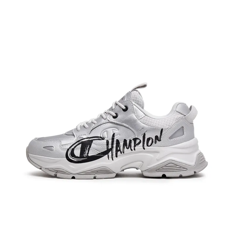 Champion Textile, Synthetic Leather Balance Low top Chunky Sneakers Men's Silver White/Black
