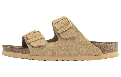 Birkenstock Arizona Suede Slide Slippers Unisex Khaki