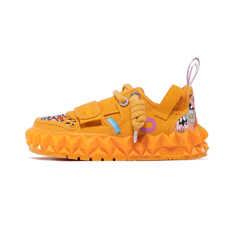 OETZI Fabric Stylish Skateboarding Shoes Women's Orange Yellow