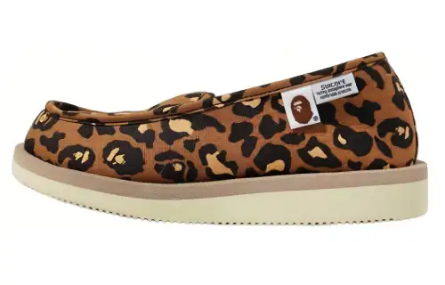 Suicoke x A BATHING APE Leopard Print Fleece Lined Thermal Low top Sports Casual Shoes Men's Beige Yellow