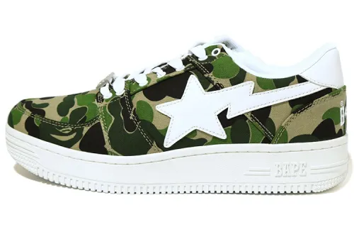 A BATHING APE ABC Camo BAPE STA Low top Stylish Skateboarding Shoes Men's Green Camouflage