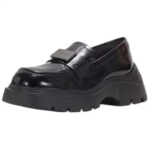 Teenie Weenie Leather Loafers 5.5cm Women's Black