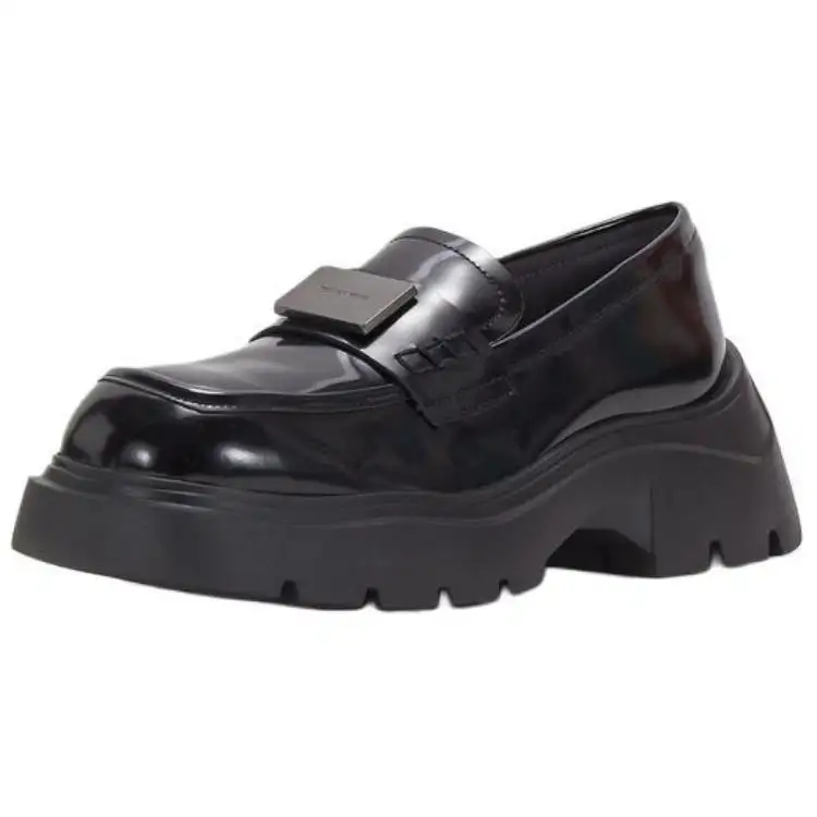 Teenie Weenie Leather Loafers 5.5cm Women's Black