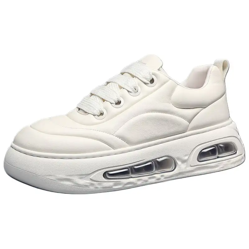 JANE HARLOW Top Grain Cow Leather Lightweight Height Increasing Low top Casual Shoes Men's White