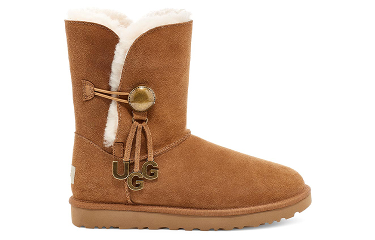 Женские сапоги UGG Bailey Button Ugg Charm (коричневые) — фото 2