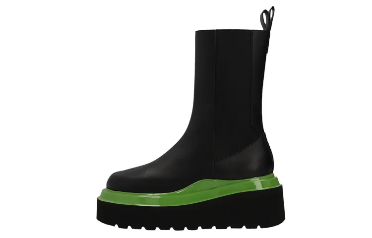 3JUIN Luna Cow Leather Ankle Boots Women's Black Green