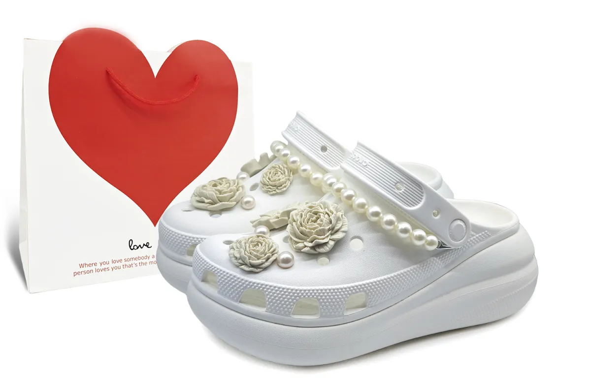 Crocs Crush Clog SIN3A And Heather White Tea Clogs Unisex White