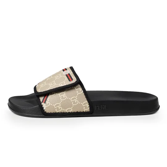 PEHL Slide Slippers Men's Khaki/Yellow Brown
