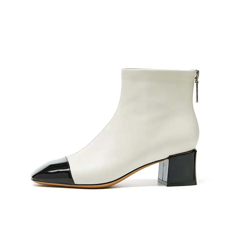 Marie Claire Sheepskin Ankle Boots 5.2CM Women's Reverse White