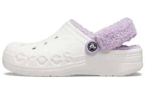 Crocs Classic Baya Lined Fuzz Strap Clog 'White Lila'