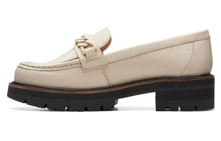 Clarks Leather Platform Shoes Women's Ivory