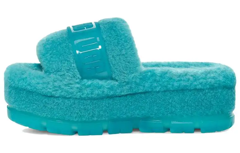 UGG Fleece Shearling Fleece Platform Slippers Abrasion Resistant Women's Slide Slippers Women's Blue