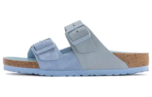 Birkenstock Suede Slide Slippers Women's Gray Blue Regular