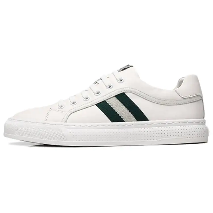 JANE HARLOW Top Grain Cow Leather Low top Skateboard Shoes Men's White Green
