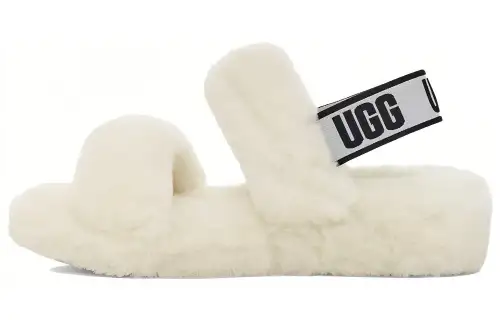 UGG Oh Yeah Thick Sole White Slippers Women's