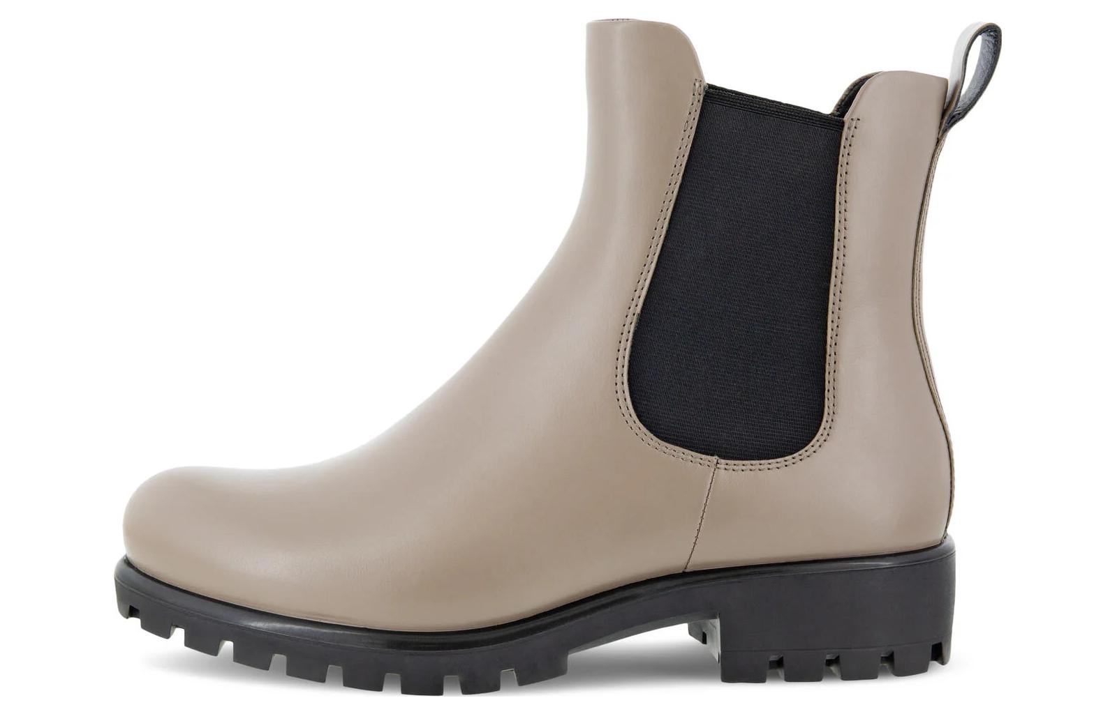 Ecco Modtray Modern Collection Top Grain Cow Leather Short Chelsea Boots Women's Taupe