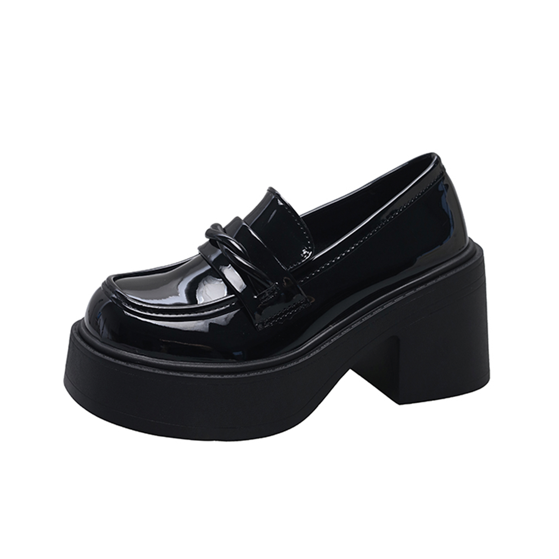You Aisha British style small leather shoes thick sole JK uniform shoes heightening Mary Jane shoes 7CM women's style