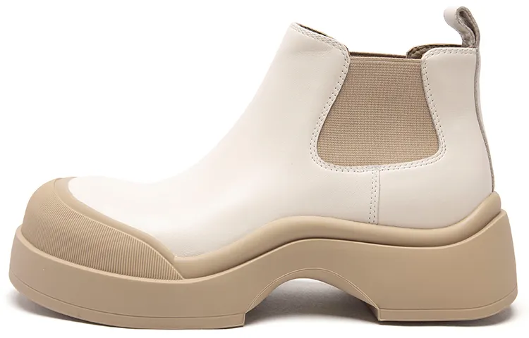 Anthony Miles Cow Leather Short Chelsea Boots Women's Ecru