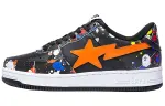 A BATHING APE STA Leather Low top Stylish Skateboarding Shoes Men's Black Orange