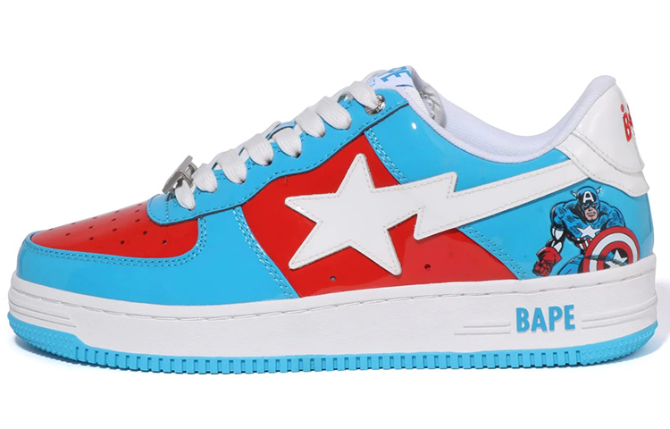 Мужские кеды A BATHING APE A BATHING APE × MARVEL/ BAPE STA (бело-сине-красные)