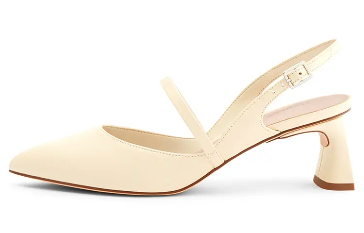 CHARLES&KEITH Pu Chunky Heel High Heels 5.1cm Women's Pink White