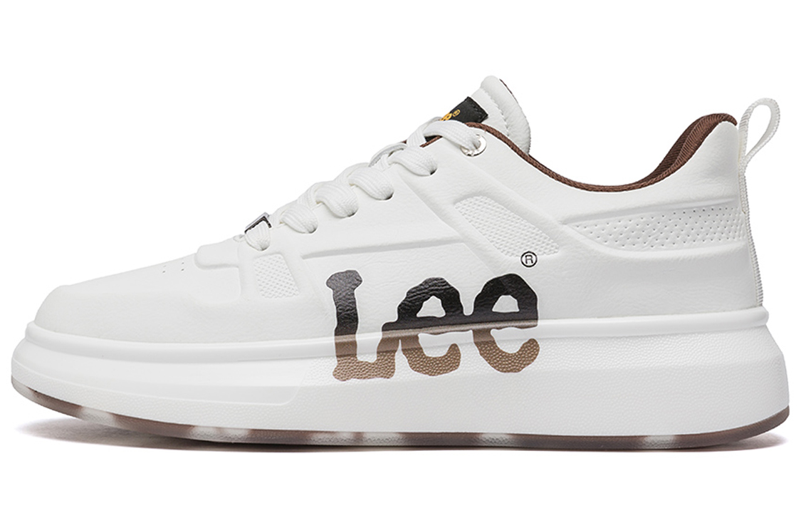 Lee White Sneakers Synthetic Leather Low top Skateboard Shoes Men's